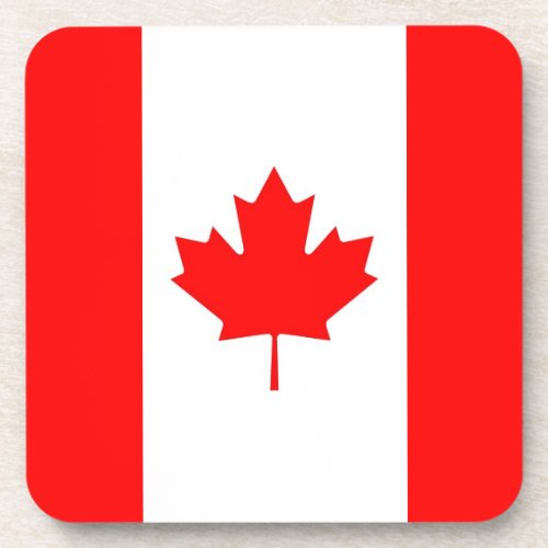 Hard plastic coaster with flag of Canada