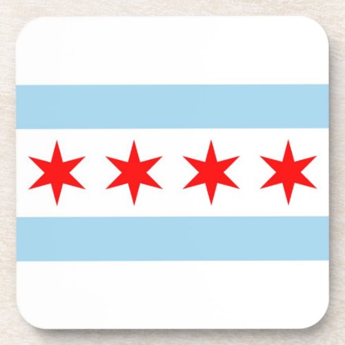 Hard plastic coaster with flag of Chicago USA