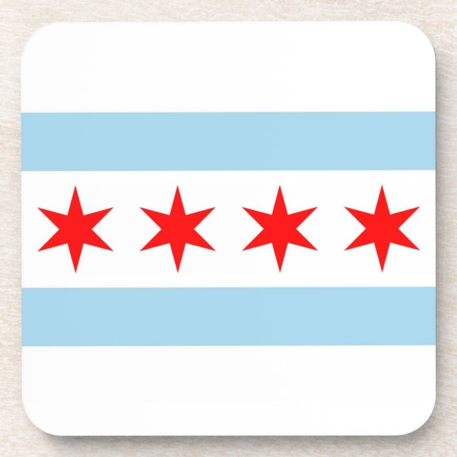 Hard plastic coaster with flag of Chicago, USA (Front)