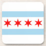 Hard plastic coaster with flag of Chicago, USA