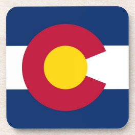 Hard plastic coaster with flag of Colorado, USA