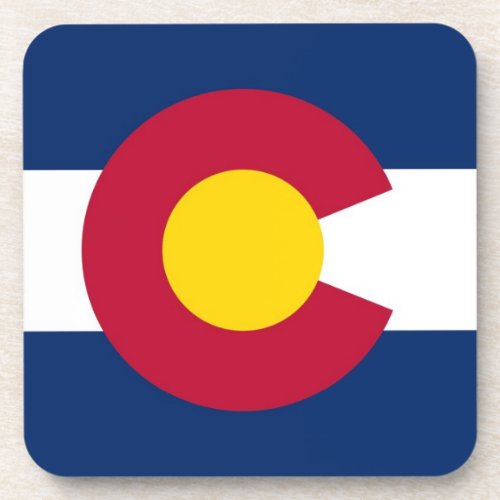 Hard plastic coaster with flag of Colorado USA