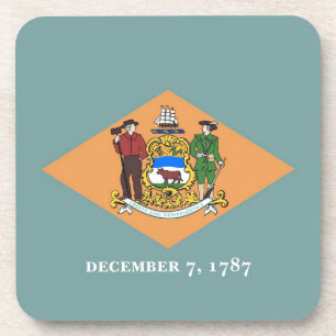 Hard plastic coaster with flag of Delaware, USA