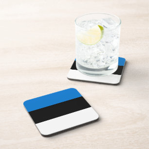 Hard plastic coaster with flag of Estonia