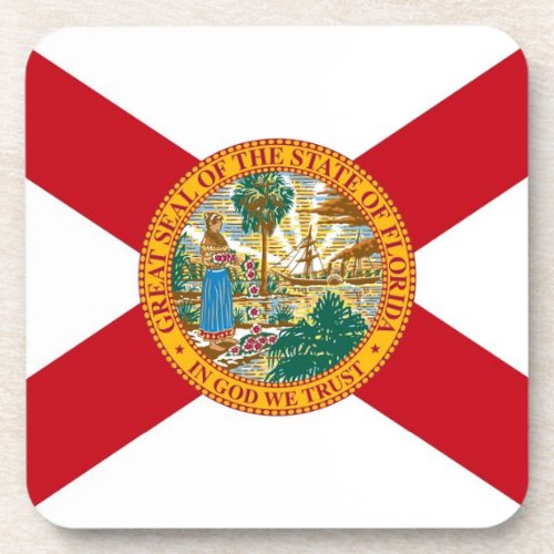 Hard plastic coaster with flag of Florida USA