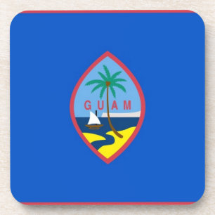 Hard plastic coaster with flag of Guam, USA