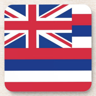 Hard plastic coaster with flag of Hawaii, USA