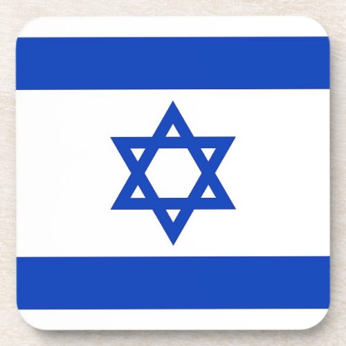 Hard plastic coaster with flag of Israel