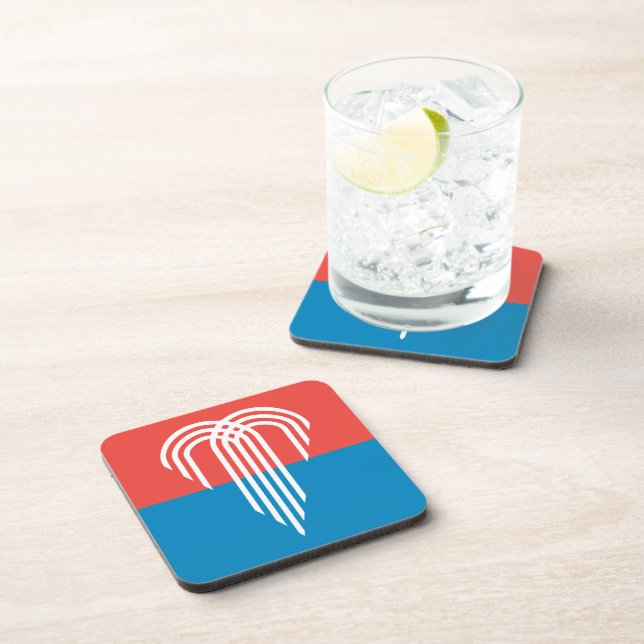 Hard plastic coaster with flag of Kansas City, USA (Right Side)