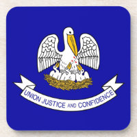 Hard plastic coaster with flag of Louisiana, USA