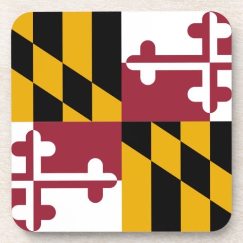 Hard plastic coaster with flag of Maryland USA