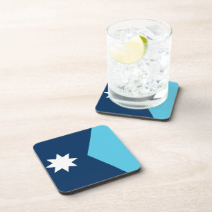 Hard plastic coaster with flag of Minnesota, USA