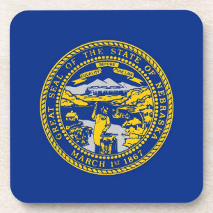 Hard plastic coaster with flag of Nebraska