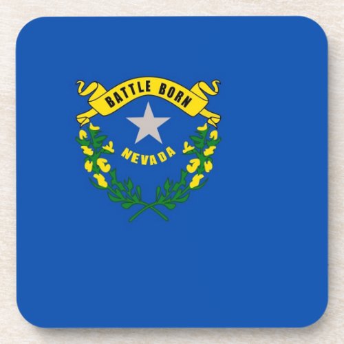 Hard plastic coaster with flag of Nevada