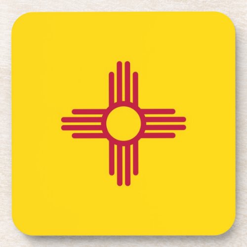 Hard plastic coaster with flag of New Mexico