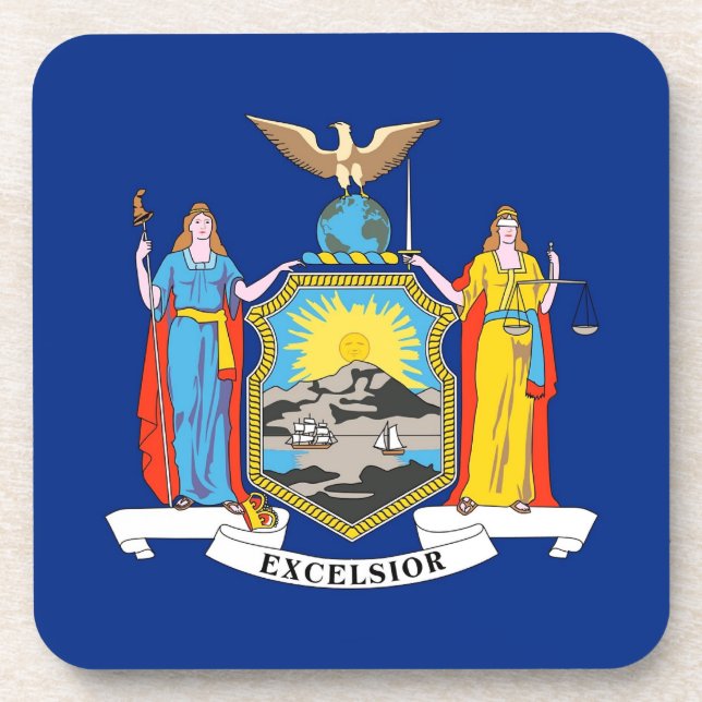 Hard plastic coaster with flag of New York (Front)