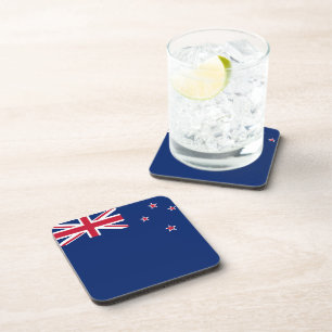 Hard plastic coaster with flag of New Zealand