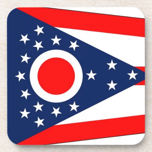 Hard plastic coaster with flag of Ohio State USA