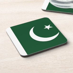 Hard plastic coaster with flag of Pakistan