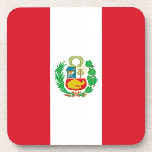 Hard plastic coaster with flag of Peru