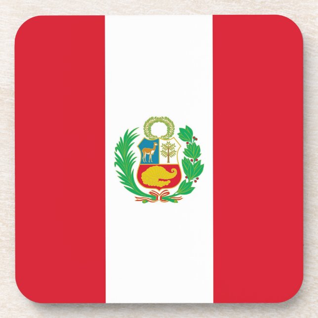 Hard plastic coaster with flag of Peru (Front)