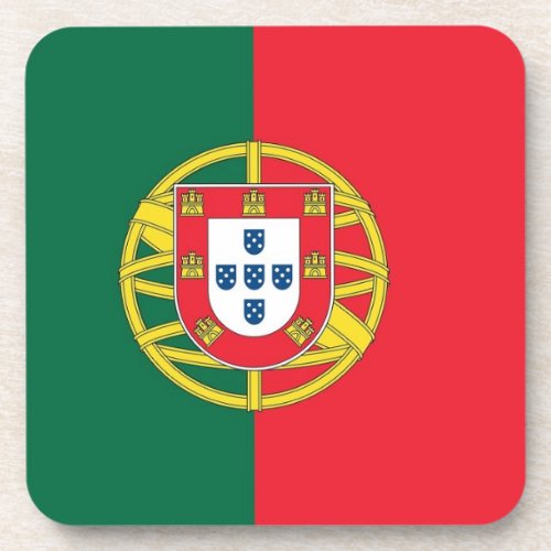 Hard plastic coaster with flag of Portugal