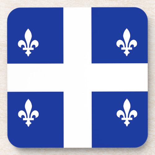 Hard plastic coaster with flag of Quebec Canada