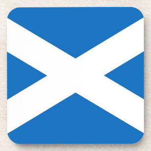 Hard plastic coaster with flag of Scotland, UK