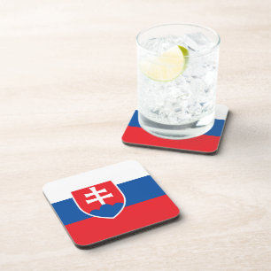 Hard plastic coaster with flag of Slovakia