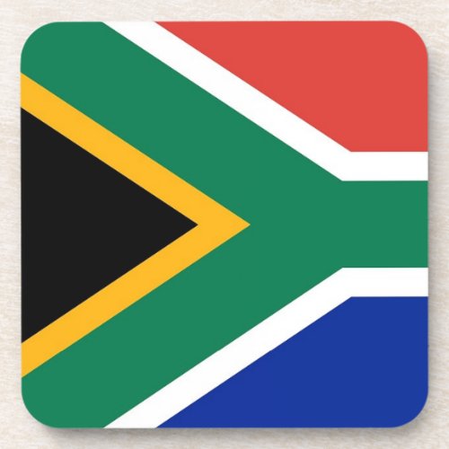 Hard plastic coaster with flag of South Africa