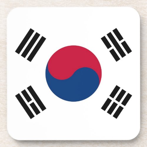 Hard plastic coaster with flag of South Korea