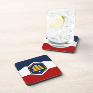 Hard plastic coaster with flag of Utah, USA