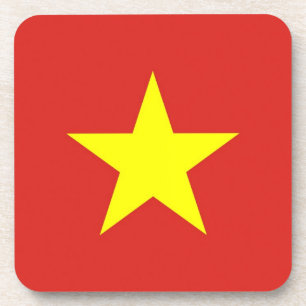 Hard plastic coaster with flag of Vietnam