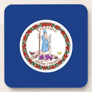 Hard plastic coaster with flag of Virginia