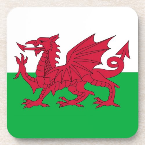 Hard plastic coaster with flag of Wales UK