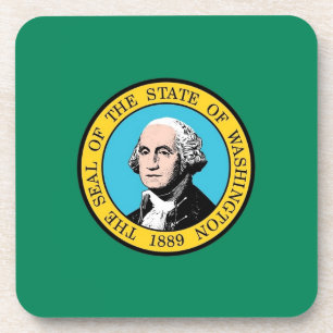 Hard plastic coaster with flag of Washington