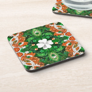 Hard plastic coaster with Irish Colors