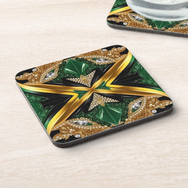 Hard plastic coaster with Jamaican Colors (Left Side)