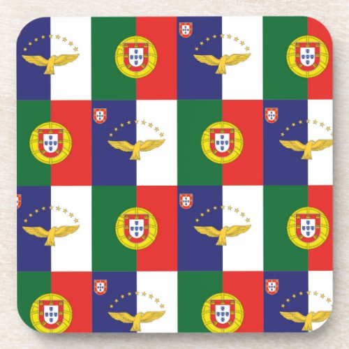 Hard plastic coaster with Portugal and Azores Flag