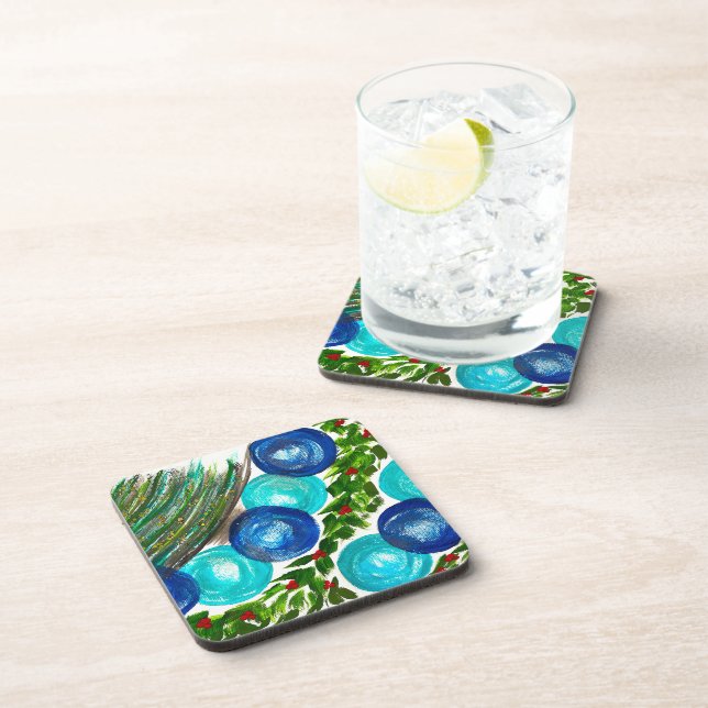 Hard Plastic coasters with cork back - set of 6 (Right Side)