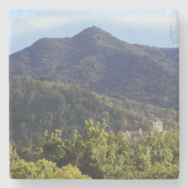 Hard Plastic Mt Tamalpais Church Tower Stone Coaster (Front)