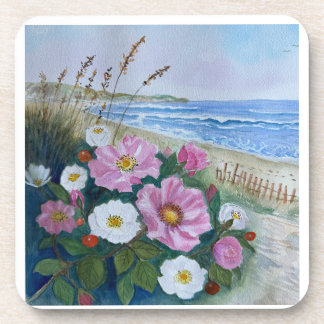 Hard plastic summer beach roses coaster 