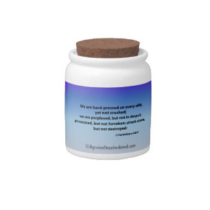 Hard pressed on every side Christian Quotes Candy Jar
