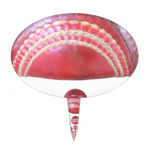 Hard Red leather cricket balls design Cake Topper