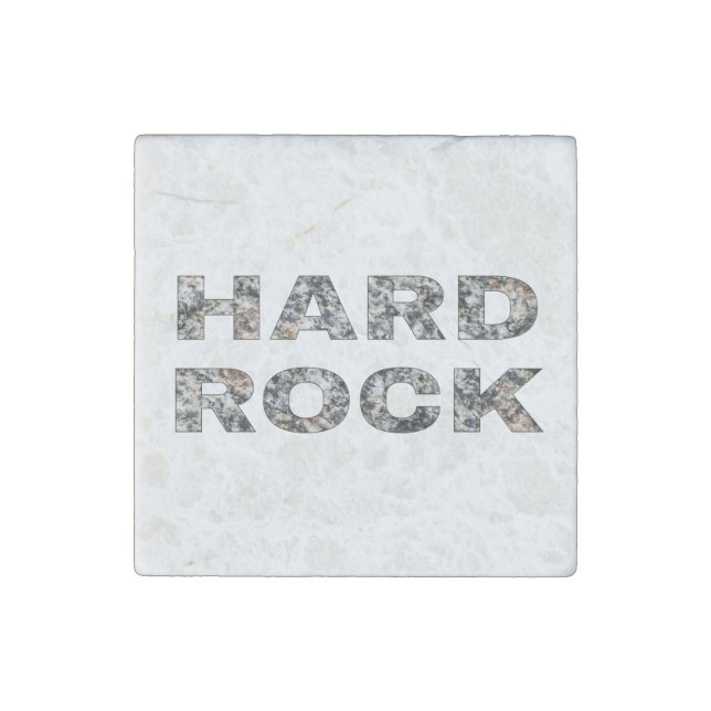 Hard Rock Granite Text Stone Magnet (Front)
