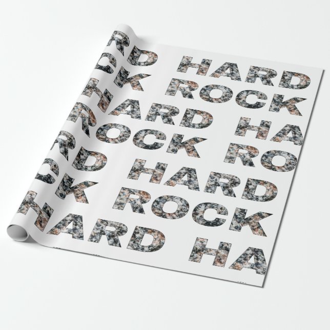 Hard Rock Granite Text Wrapping Paper (Unrolled)