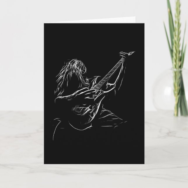 Hard Rock Heavy Metal Art Guitarist Birthday Card (Front)