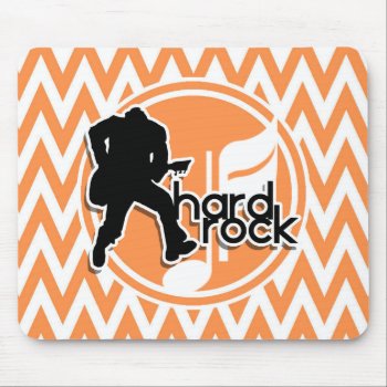 Hard Rock; Orange And White Chevron Mouse Pad by MusicPlanet at Zazzle