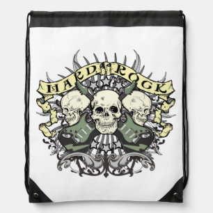 Hard Rock Skulls and Guitars Music Drawstring Bag
