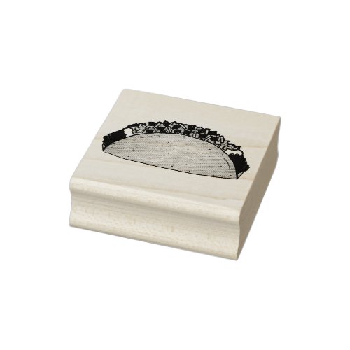 Hard Shell Beef Corn Taco Mexican Tex Mex Food Rubber Stamp